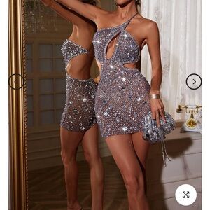 Mew mews Fashion hanne backless rhinestone mini